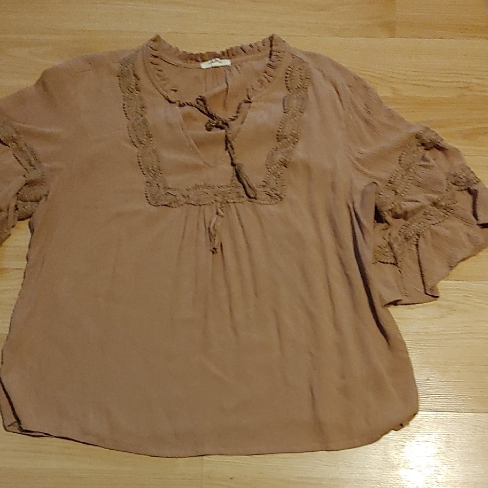 Maurices Lace-Trimmed Blouse in Brown